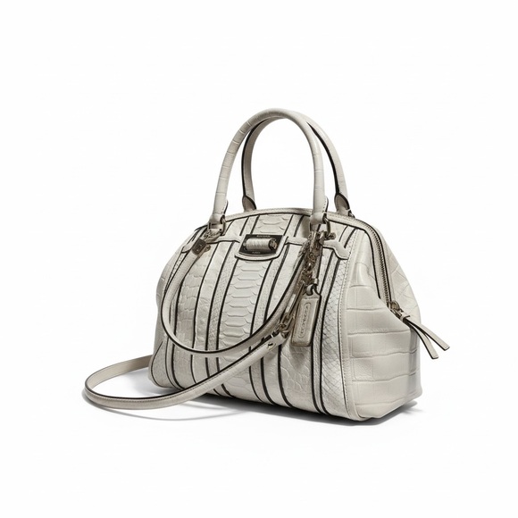 Coach White Embossed Satchel with Black Accents - Picture 3 of 13